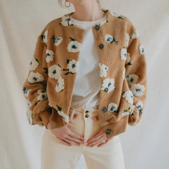 Polagram Jackets & Blazers - Polagram Textured Floral Bomber